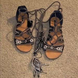 Boho tie up shoes